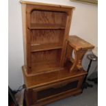 A Small Pine Bookcase, Chunky Stool & TV Stand