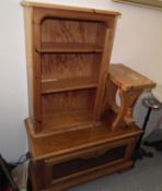 A Small Pine Bookcase, Chunky Stool & TV Stand