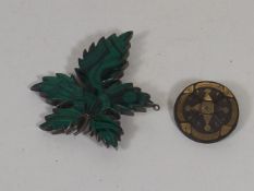 A Silver Backed Malachite Brooch & One Other