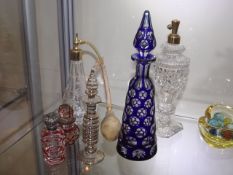 A Bohemian Overlay Glass Scent Bottle & Other Simi