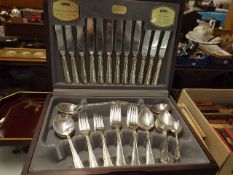 A Silver Plated Cutlery Set & Case Twinned With Ja