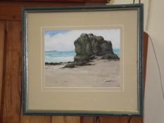 A Marian D'eath Oil Of Cornish Beach Scene