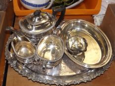 A Silver Plated Tea Service & Other Items