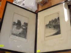Two Indistinctly Signed Etchings
