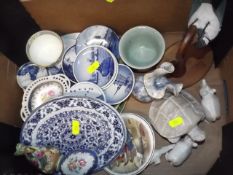 A Boxed Quantity Of Mostly Blue & White Wares Inc.