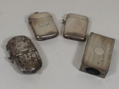 Two Silver Vestas, One Silver Matchbox Holder & A