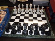 A Large Marble Chess Board & Pieces