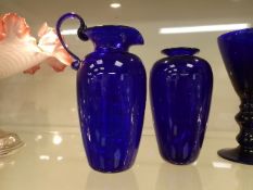 A Bristol Glass Vase Twinned With A Bristol Jug