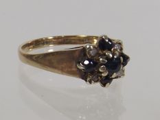 A Ladies 9ct Gold Ring With Sapphire & Diamond