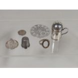 A Silver Pepper Pot & Other Items