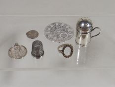 A Silver Pepper Pot & Other Items