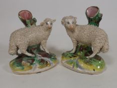 A Pair Of 19thC. Staffordshire Sheep Spills