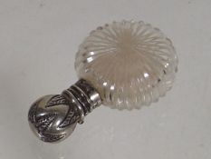 A Small 19thC. Perfume Bottle With Silver Top