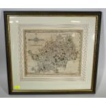 18thC. Hertfordshire Map In Frame