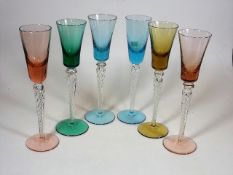 A Set Of Six Tall Air Twist Drinking Glasses