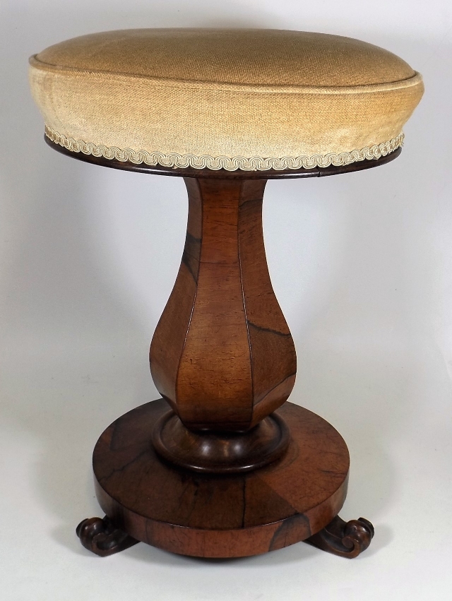 A 19thC. Piano Stool With Rosewood Veneer