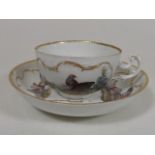 C.1750 Meissen Ornithological Cup & Saucer