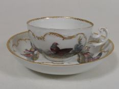 C.1750 Meissen Ornithological Cup & Saucer