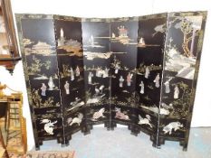 A 1920'S Chinese Six Fold Screen With Carved Soaps