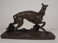 A 20thC. Bronze Resin Figure Of Greyhound Type Dog