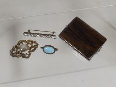 A Large Agate & Silver Brooch With Other Items