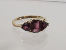 A Ladies 9ct Art Deco Style Ring With Purple Stone