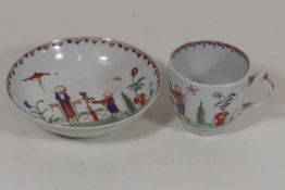 An 18thC. Cup & Saucer With Chinoserie Design, Pro