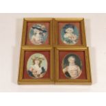 Four Framed Enamel Style Portraits