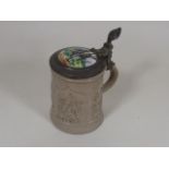 A C.1900 German Stein With Relief Decor & Hand Dec