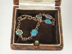 A 9ct Gold & Turquoise Bracelet