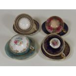 Four Aynsley Cups & Saucers