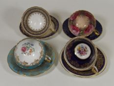 Four Aynsley Cups & Saucers