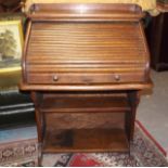 A Small Early 20thC. Oak Rolltop Desk