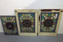 Three Stained Glass Windows, One Damaged, One Out