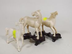 Two Early 20thC. Chinese Ivory Carvings Of Horses