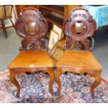 A Pair Of 19thC. Mahogany Hall Chairs