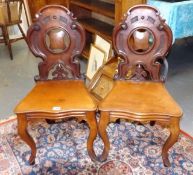 A Pair Of 19thC. Mahogany Hall Chairs