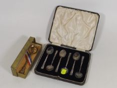 A Boxed Set Of Silver Spoons Twinned With Silver C