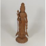 A Well Carved Antique Chinese Wood Figure, Some Fa
