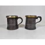 Two 19thC. Brass Rimmed Pewter Tankards