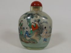 A Large Oriental Internally Painted Snuff Bottle