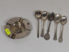 Five Silver Spoons & A Silver Ashtray Relating To