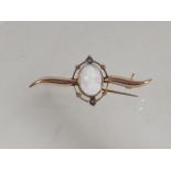 A Gold Brooch With Carved White Coral Cameo & Sout