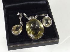 A Citrine Necklace & Ear Ring Set
