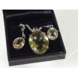 A Citrine Necklace & Ear Ring Set