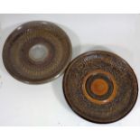 Two Stoneware Studio Pottery Chargers
