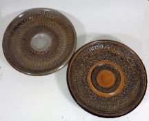 Two Stoneware Studio Pottery Chargers