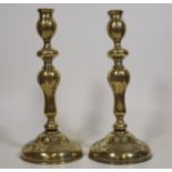A Pair Of Decorative 18thC. French Brass Candlesti