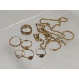 A Quantity Of 9ct Gold Items, Some A/F