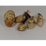A Collection Of Six Carved Meerschaum Pipes